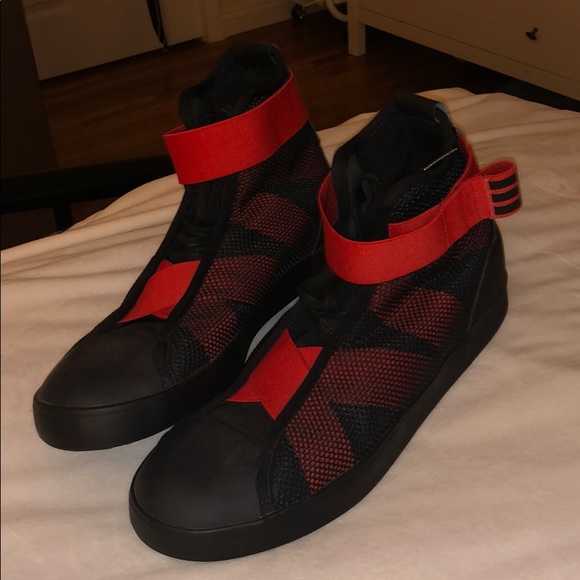 Y-3 Shoes - Y3 Red/Black Mesh Sneakers